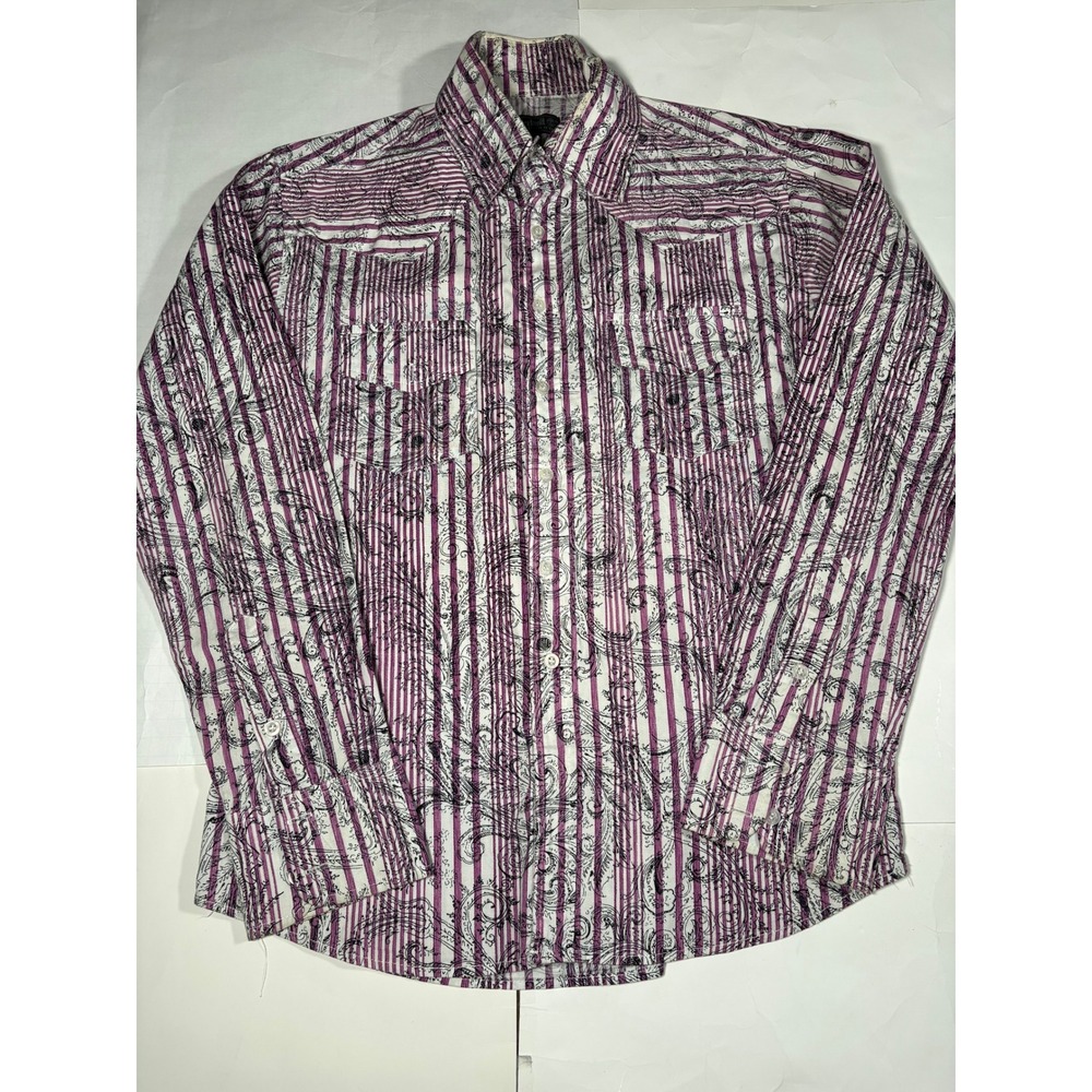Timberland Waterproof Paisley Stripe Shirt Men's Small  Purple white Long Sleeve